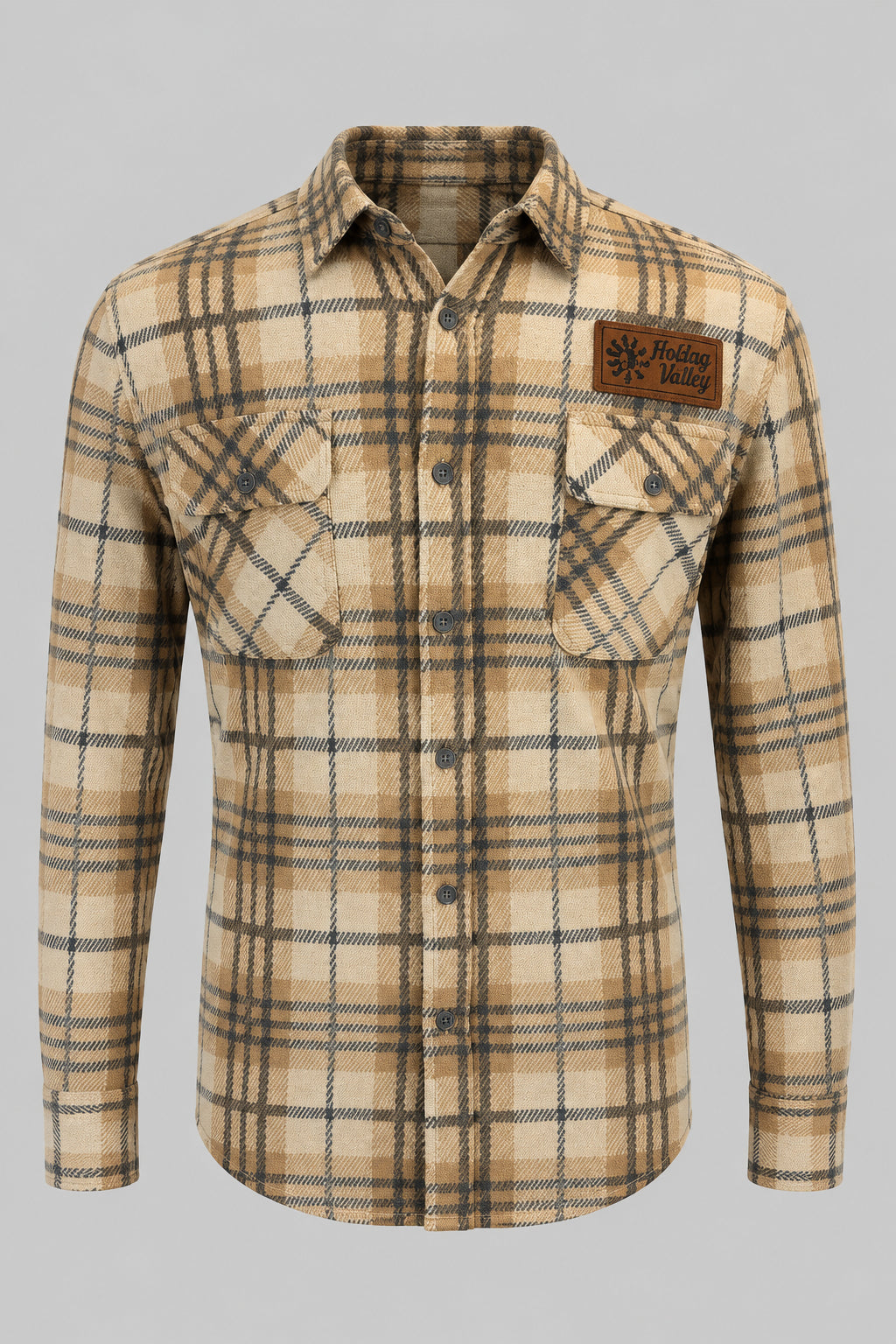 Knit Fleece Button Down Brown-1