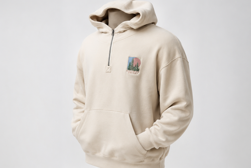 Cream Embroidered Quarter Zip